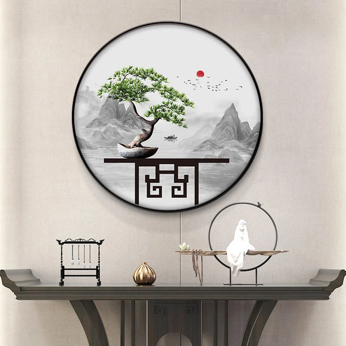 TT New Chinese Style Entrance Painting round Corridor Entrance Aisle Dining Room Wall Mural