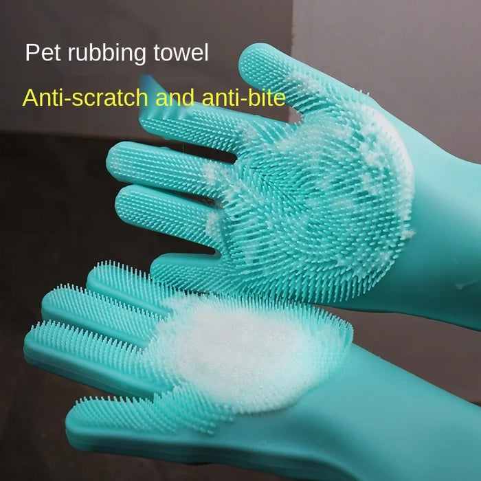 CX Pet Bath and Bath Gloves with Brush Anti-Scratch Anti-Bite Supplies