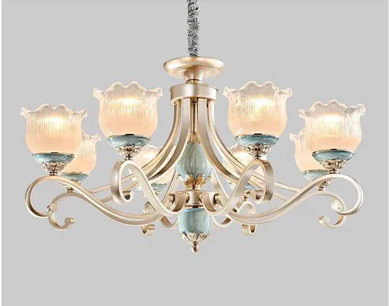 American style living room chandelier light luxury dining room bedroom lamp iron art lamps