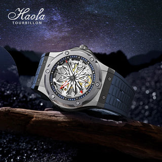 Haofa Skeleton Famous Automatic Mechanical Watch Men Sapphire Fashion Self Wind Luminous Mens Watch Luxury orologio uomo 1913