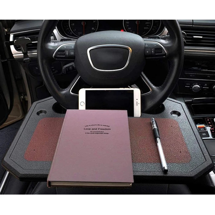 Car Steering Wheel Desk Multifunctional Portable Car Travel Table Coffee Holder Laptop Computer Rack and Food Steering Wheel