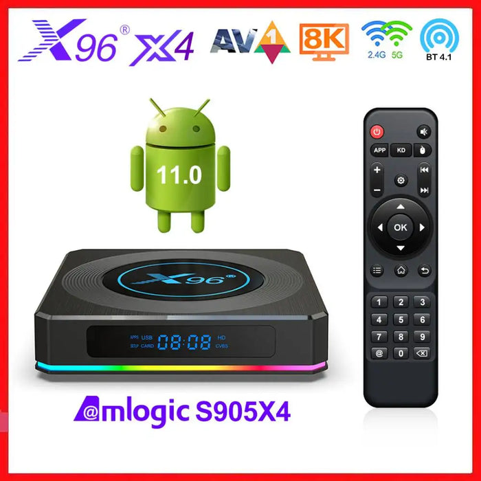 X96 X4 Amlogic S905X4 RGB Light TV Box Android 11 4GB 32GB 64GB Support AV1 8K Video Media Player Android 11.0 Dual Wifi Youtube