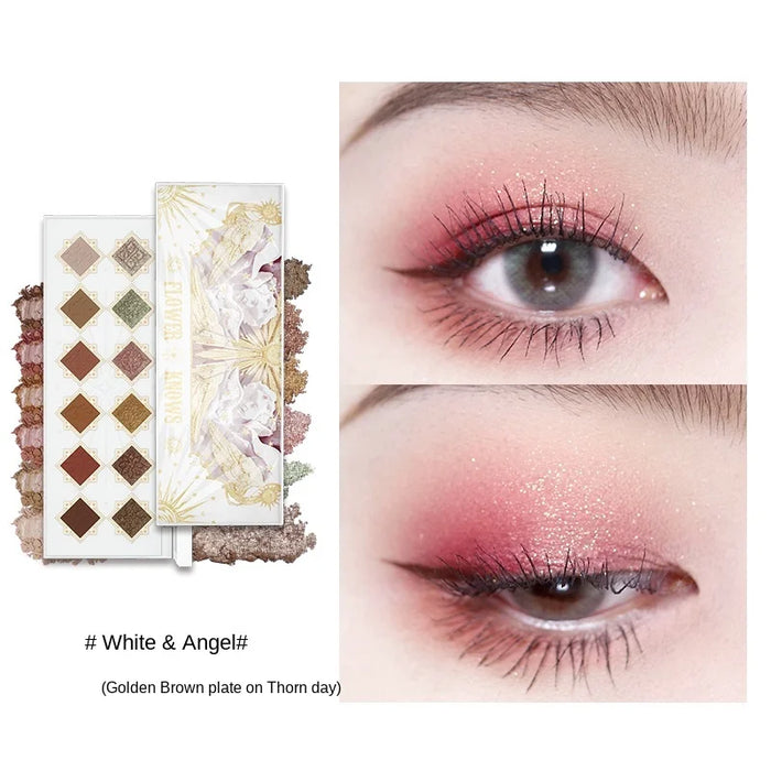 TT Flower Knows Little Angel Twelve Colors Eye Shadow Plate Shimmer Matte Easy to Smudges Chameleon Makeup Palette