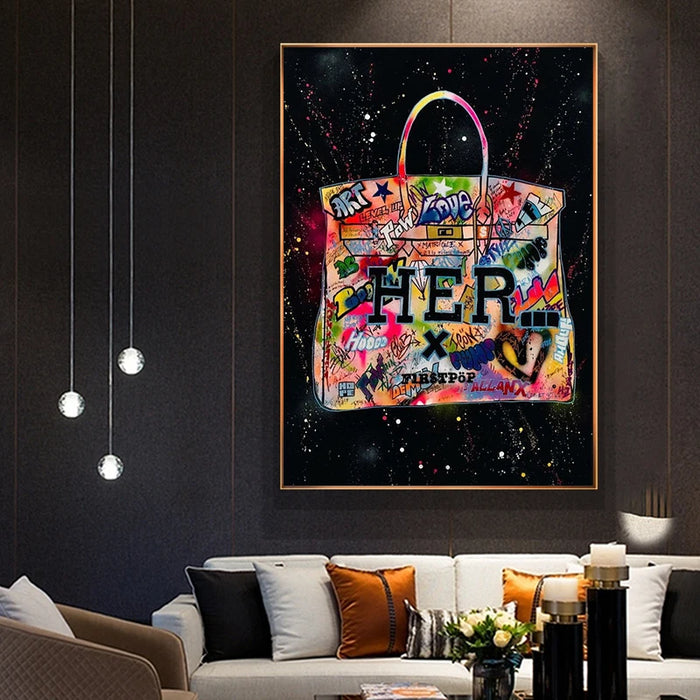 Modern Fashion Bags Abstract Graffiti Art Painting Posters and Prints Cuadros Wall Art Pictures for Living Room Home Decoration