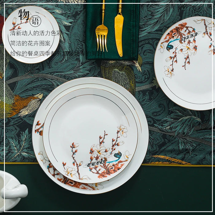 Guci Bowl and dish set  Chinese Jingdezhen Ceramic European bone china tableware bowl and plate chopsticks combination simple