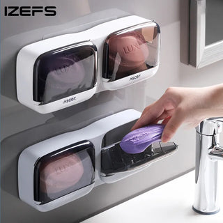 IZEFS Portable Soap Dish For Home WC Toilet Waterproof Soap Holder Restoom Wall Storage Box Storage Holder Bathroom Accessories