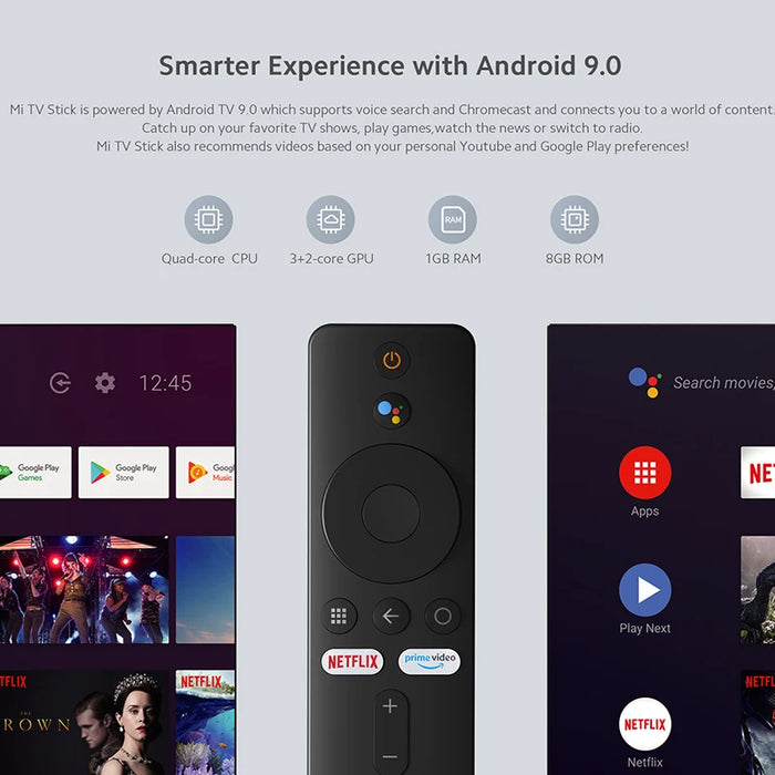 Xiaomi Mi TV Stick Global Version Android TV 9.0 Smart HDR 1GB RAM 8GB ROM Bluetooth 4.2 Mini TV Dongle Wifi Google Assistant