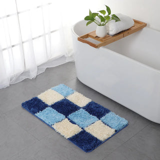 1 Set Bathroom Mat For Toilet European Grid Printing Shower Room Carpet Door Mat Anti-Slip Household Lid Cover Floor Rug Sets