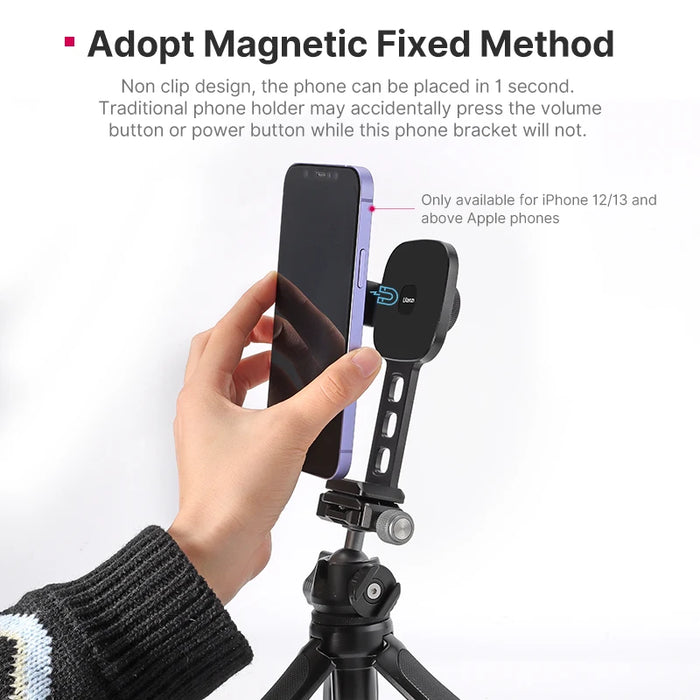 Ulanzi ST-28 Magnetic Phone Mount Holder for iPhone 13 14 15 Tripod Mount with Magsafe Vertical Shooting Cold Shoe Video Light