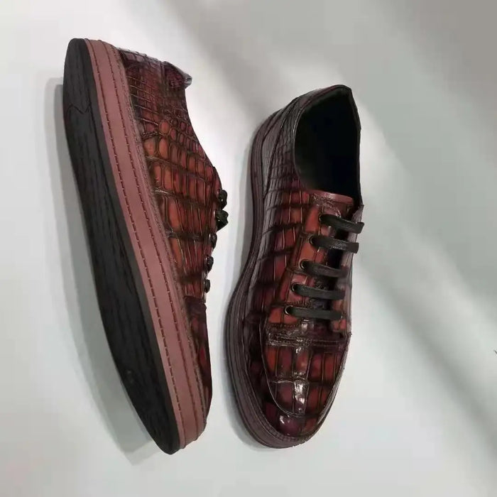 Genuine crocodile skin belly leather men fashion shoe sneaker deep blue dark red gray alligator skin men leisure loafer shoe