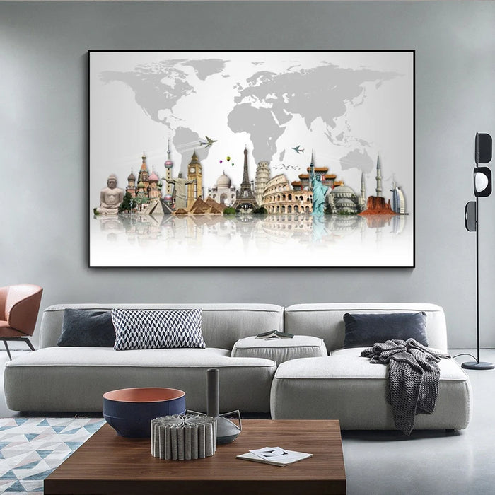 World Famous Building Wall Canvas Art High-quality Posters and Prints Art Painting Art Pictures for Living Room Home Decoration