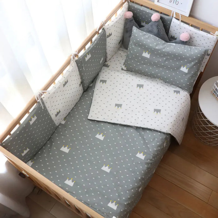 Baby Bedding Set Nordic Striped Star Crib Bedding Set With Bumper Cotton Soft Baby Bed Linen Items For Newborns Nursery Decor