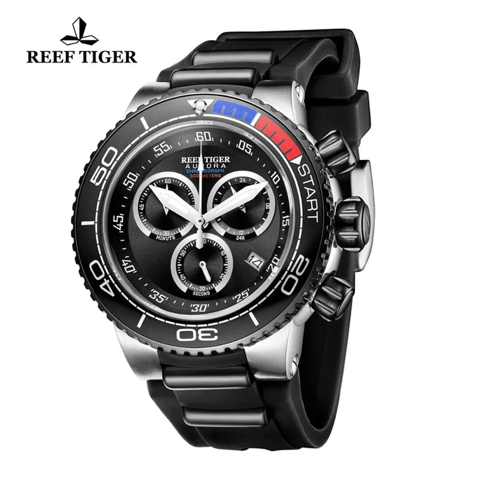 Reef Tiger/RT Luxury Sport Watches for Men Rubber Strap Steel Military Watches Waterproof Quartz Watches RGA3168