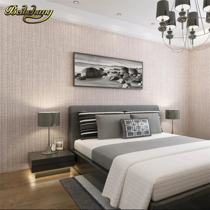 beibehang Plain solid color lattice non woven bedroom living room restaurant TV wall wallpaper study wall paper papel de parede