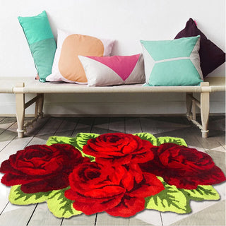 Red Rose Carpet for Livingroom/Bedroom/Bathroom/Wedding Rug Soft Shaggy Plush Washable Absorbent Microfibers Area Rug Bath Mat