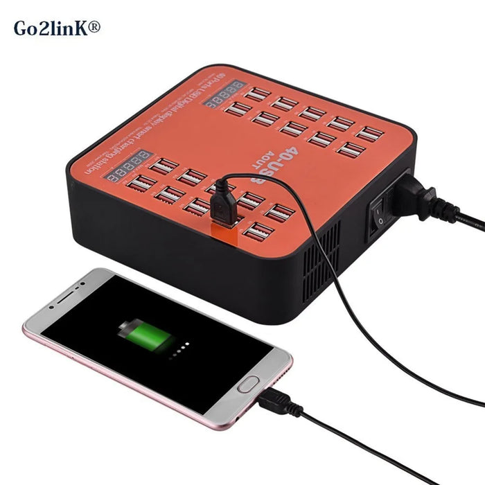 Go2linK USB Charger Station 40 Ports 200W/40A Smart LCD Digital Display Stable Charging Station Effectively Prevent Overcharging