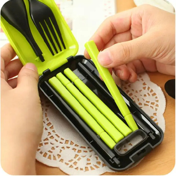 Free Shipping 3pcs/set Portable Tableware Sets With Folding Combination Bento Tableware Kitchen Tools SN1306