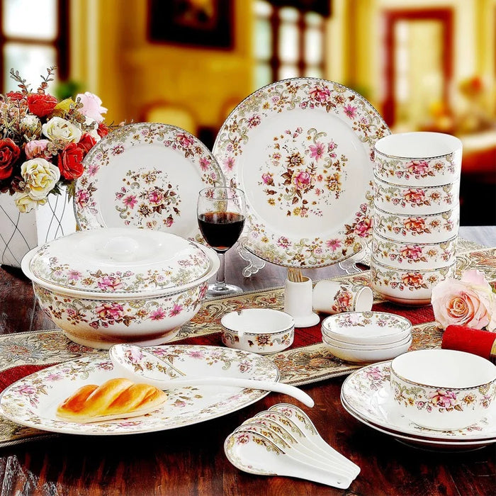 Jingdezhen 56pieces skull porcelain tableware set dishes high - end dishes set home Chinese wedding gift box