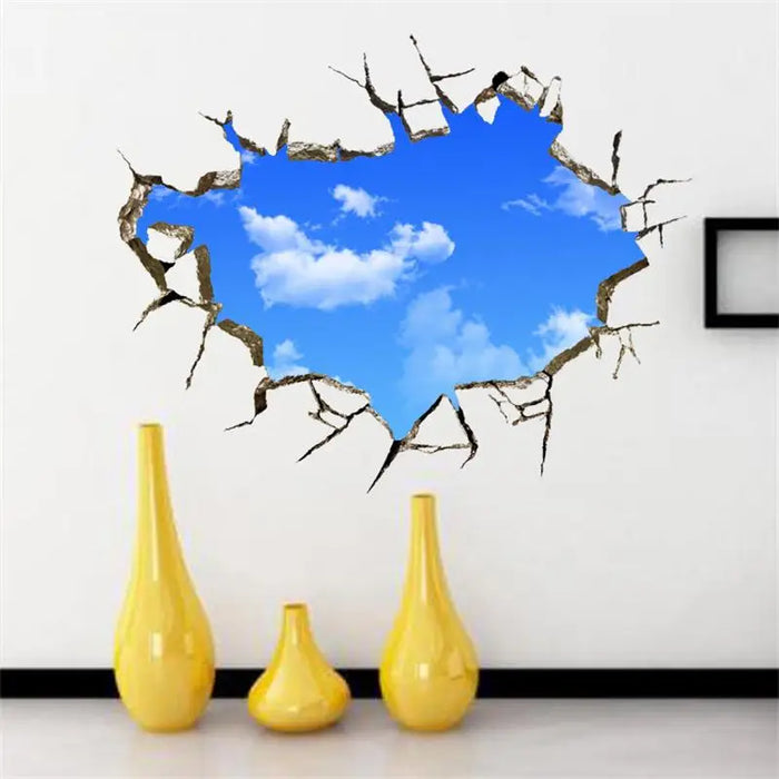 3D Blue Sky White Clouds Wall Sticker For Kids Baby Room Ceiling Roof Art Mural Home Decor Self-adhesive Floor Wall Decor Poster