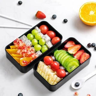 Portable Rectangular Lunch Box Double Plastic Health Material Bento Box 1200ml Microwave Tableware Food Storage Container Lunch