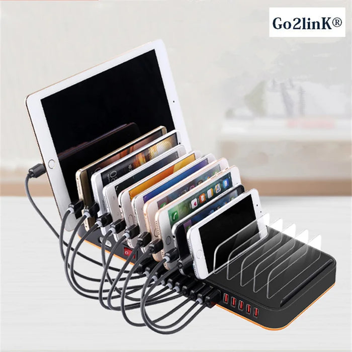 Go2linK 15 Ports Charger Station Dock with Holder 100W 5V 3.5A Max USB Charging for Smart Phone