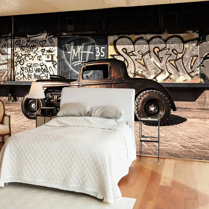 Custom Photo Wallpaper 3D Retro Graffiti Nostalgia Old Car Mural Restaurant Cafe Living Room Background Wall Decor 3D Wall Paper