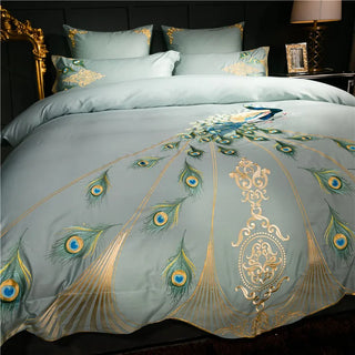 800TC Egyptian cotton Chic Embroidery Luxury Peacock Bedding set Cal King Oversize 240X260cm  duvet cover bedsheet pillow shams