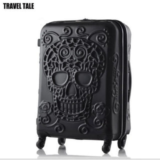 TRAVEL TALE 20"24"28 Inch Spinner Wheel Skull Travel Suitcase ABS Hardside Trolley Luggage