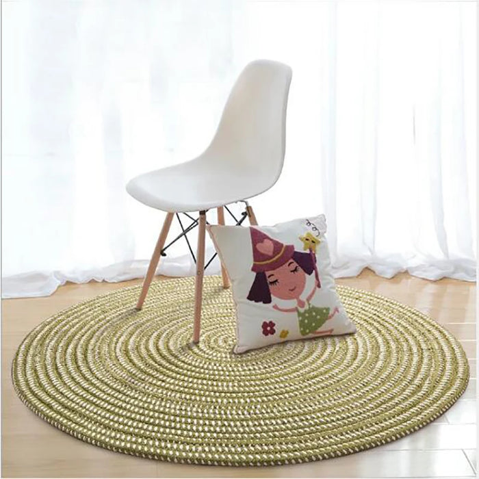 Circle Area Rug for Kid's Bedroom Thicken Hand Woven Round Rug Soft Cozy Non-slip Washable Carpet Durable Absorbent  Living Room