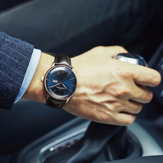 Reef Tiger/RT Luxury Dress Watch Men Genuine Leather Strap Blue Watch Automatic Mechanical Watches Waterproof Date Watch RGA8238
