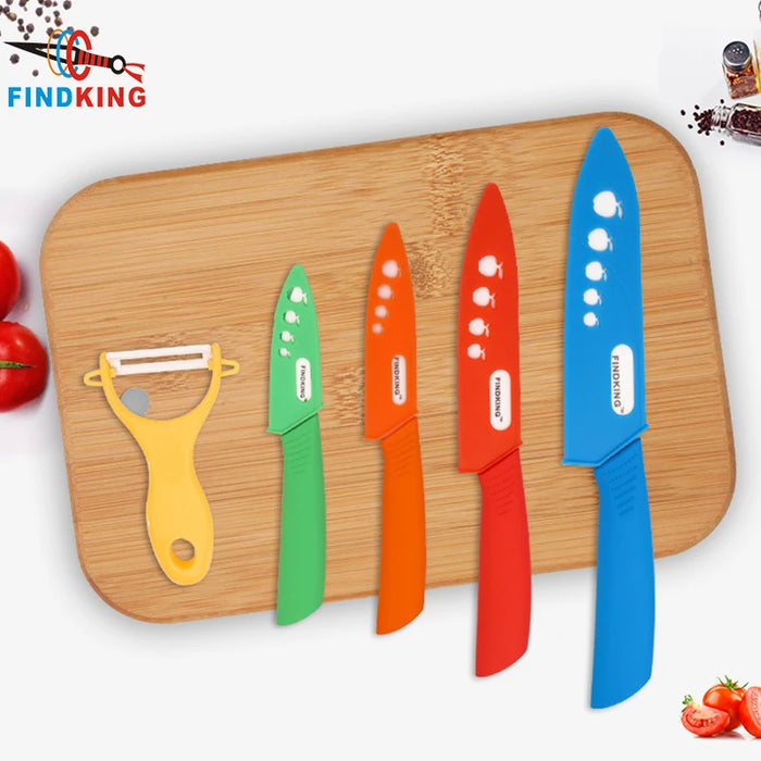 FINDKING  2018 New Zirconia kitchen knife set Ceramic Knife set 3" 4" 5" 6" inch+ Peeler+ Covers Chef Fruit Utility Knife