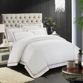 Chic Embroidered Duvet Cover Set 4/6Pcs White Hotel Bedding Set King Queen Size Luxury Soft Bedding Bed Sheet Pillow shams