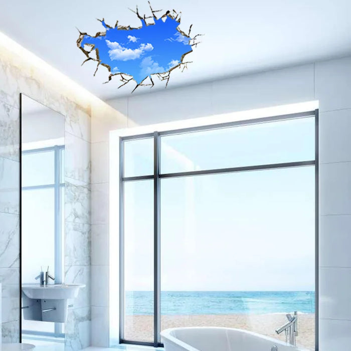 3D Blue Sky White Clouds Wall Sticker For Kids Baby Room Ceiling Roof Art Mural Home Decor Self-adhesive Floor Wall Decor Poster