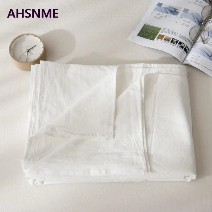 AHSNME 100% Cotton sheets Special Wrinkle Craft Super Soft Pure white Cool Summer Simple Flat sheets 160x240/240x250/245x270cm