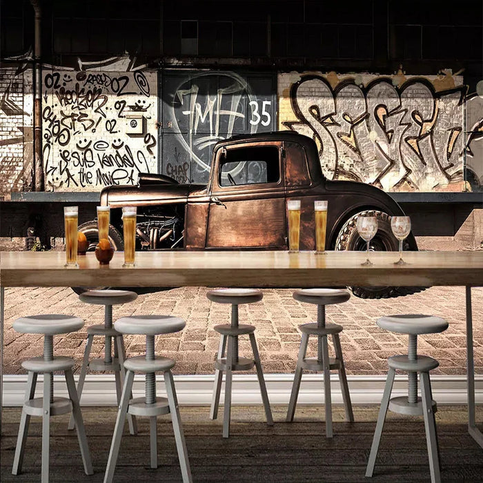 Custom Photo Wallpaper 3D Retro Graffiti Nostalgia Old Car Mural Restaurant Cafe Living Room Background Wall Decor 3D Wall Paper