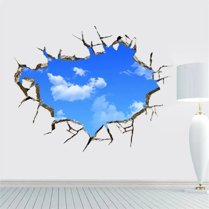 3D Blue Sky White Clouds Wall Sticker For Kids Baby Room Ceiling Roof Art Mural Home Decor Self-adhesive Floor Wall Decor Poster