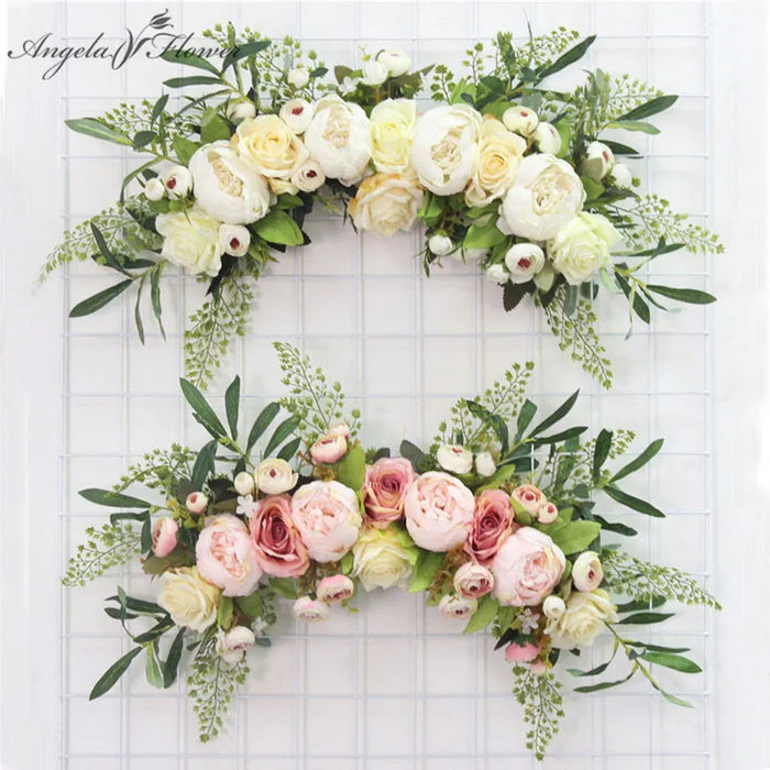 Artificial Wreath Door Threshold Flower DIY Wedding Home Living Room Party Pendant Wall Decor Christmas Garland Gift Rose Peony