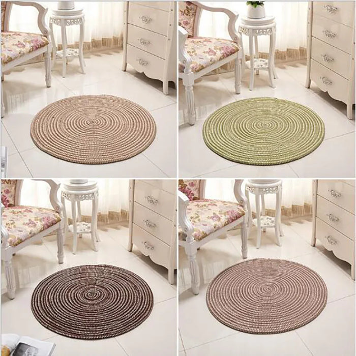 Circle Area Rug for Kid's Bedroom Thicken Hand Woven Round Rug Soft Cozy Non-slip Washable Carpet Durable Absorbent  Living Room