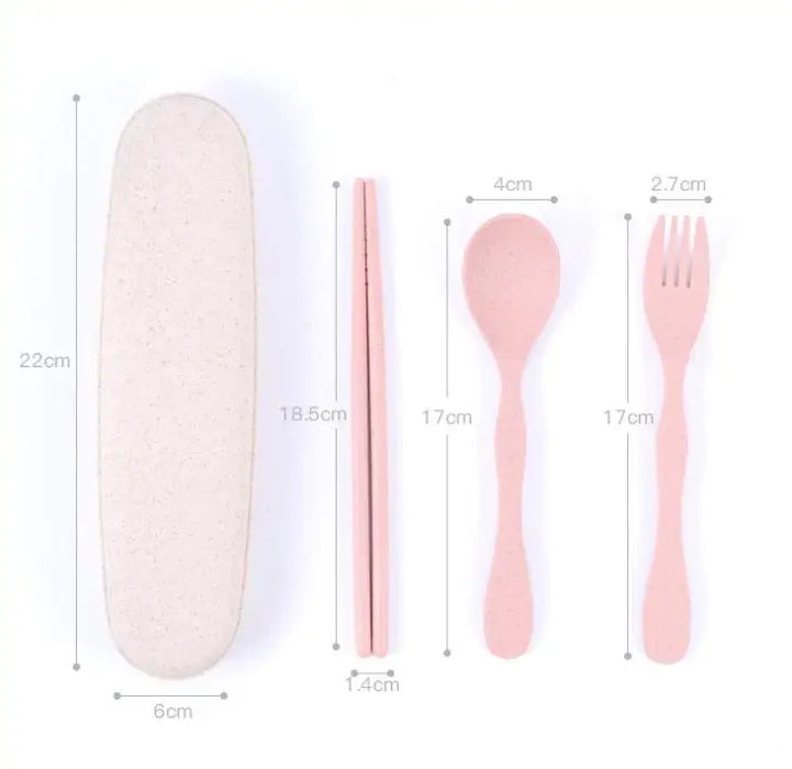 Shiny Portable Wheat Straw Tableware Cutlery Set Three Piece For Children Adult Travel Cutlery Kit Gift Dinnerware Set SN1535