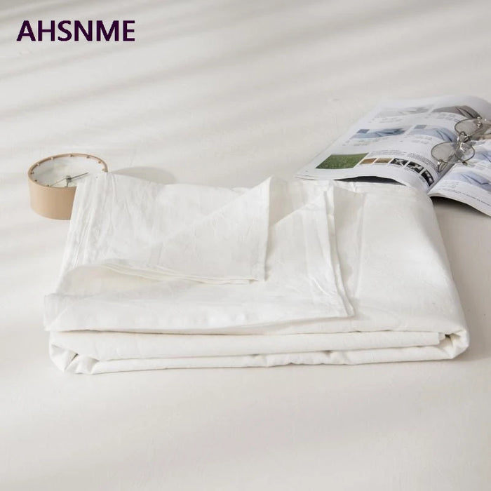 AHSNME 100% Cotton sheets Special Wrinkle Craft Super Soft Pure white Cool Summer Simple Flat sheets 160x240/240x250/245x270cm