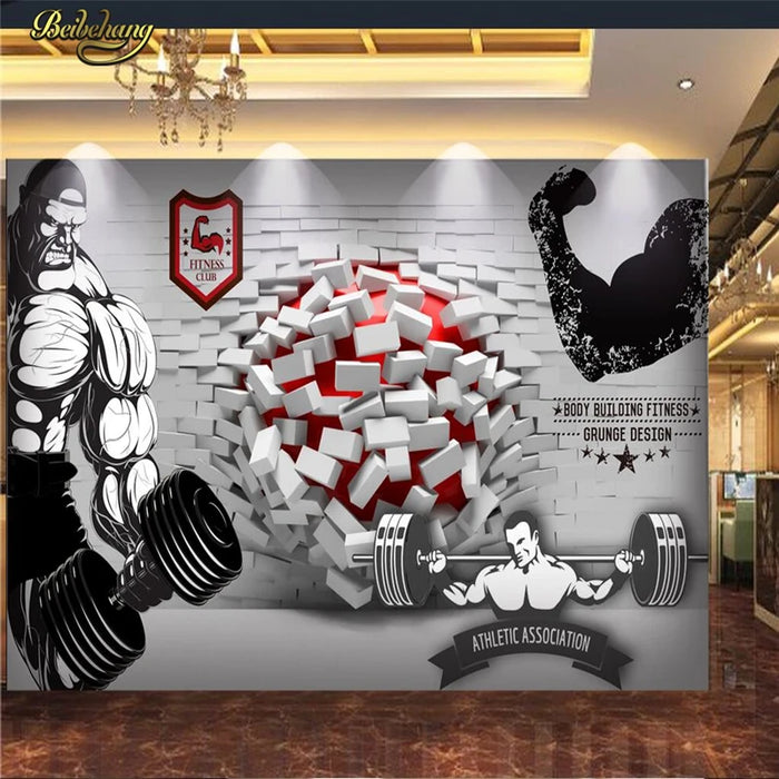 beibehang Custom photo wallpaper wall murals wall stickers 3D broken wall into the gym gymnasium tooling background wall