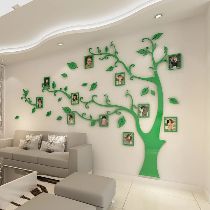 Wall Stickers Tree Photo Frame Sticker DIY Mirror Wall Decal Home Decoration Living Room Bedroom Poster TV Background Wall Decor