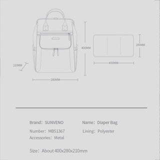 Sunveno New Diaper Bag Backpack Large Capacity Waterproof Nappy Bag Kits Mummy Maternity Travel Backpack Nursing Handbag
