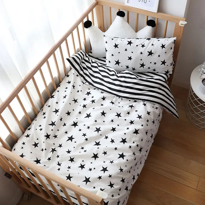 Baby Bedding Set Nordic Striped Star Crib Bedding Set With Bumper Cotton Soft Baby Bed Linen Items For Newborns Nursery Decor