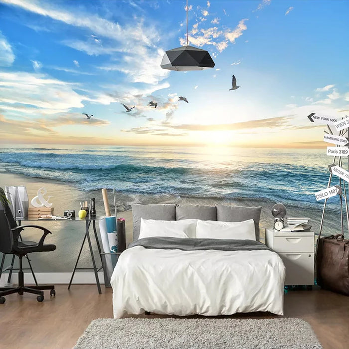 Custom Murals Wallpaper 3D Seaside Landscape Sunset Photo Wall Paper For Walls 3 D Living Room Dining Room Backdrop Wall Decor