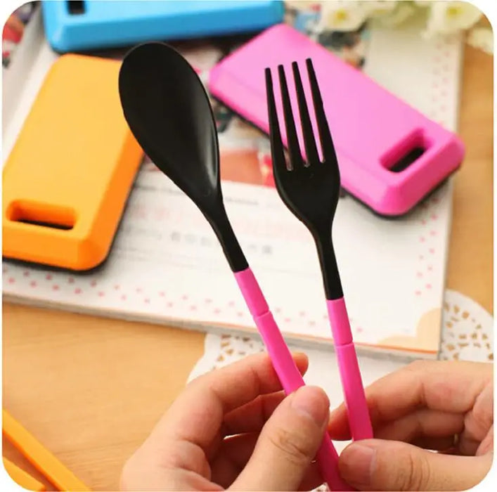 Free Shipping 3pcs/set Portable Tableware Sets With Folding Combination Bento Tableware Kitchen Tools SN1306