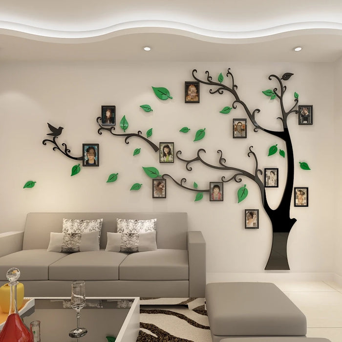 Wall Stickers Tree Photo Frame Sticker DIY Mirror Wall Decal Home Decoration Living Room Bedroom Poster TV Background Wall Decor