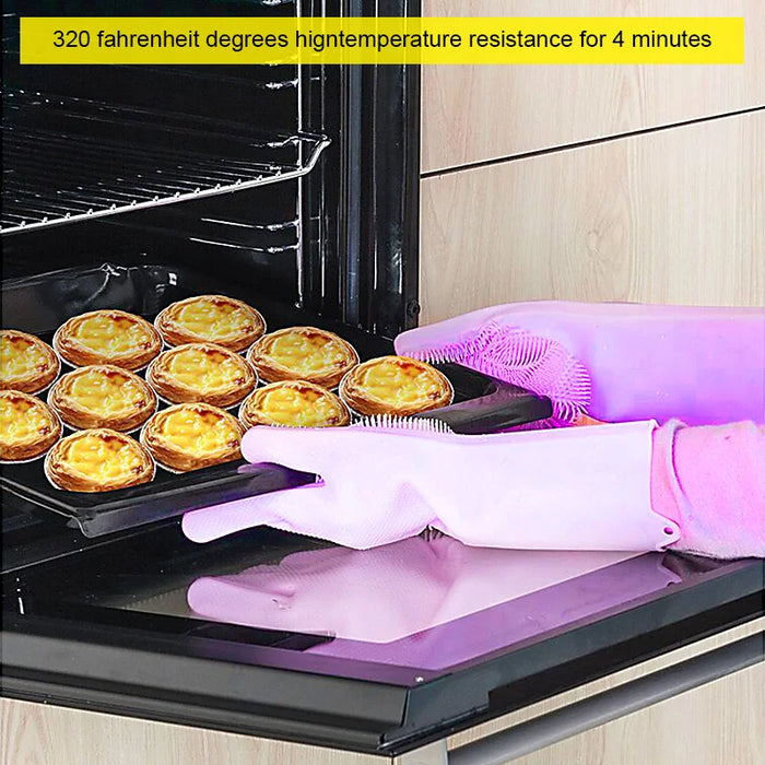 Magic Dish Washing Gloves 1 Pairs Silicone Cleaning Gloves Kitchen Scrubber Rubber Gloves Household Cleaning Tool  Car Pet Brush