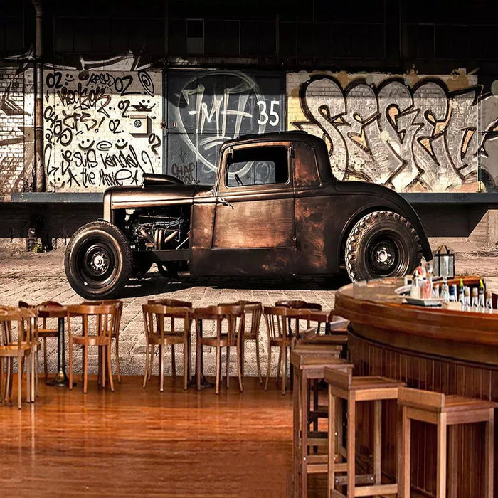 Custom Photo Wallpaper 3D Retro Graffiti Nostalgia Old Car Mural Restaurant Cafe Living Room Background Wall Decor 3D Wall Paper