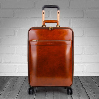 Travel Tale 16"20 Men Genuine Leather Cabin Spinner Wheeled Trolley Hand Luggage Retro Travel Suitcase